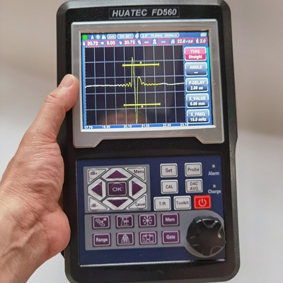 HUATEC 20-2000Hz Ultrasonic Defect Detector FD560 Dengan Penekan Penolakan 0 hingga 80% Tinggi layar penuh