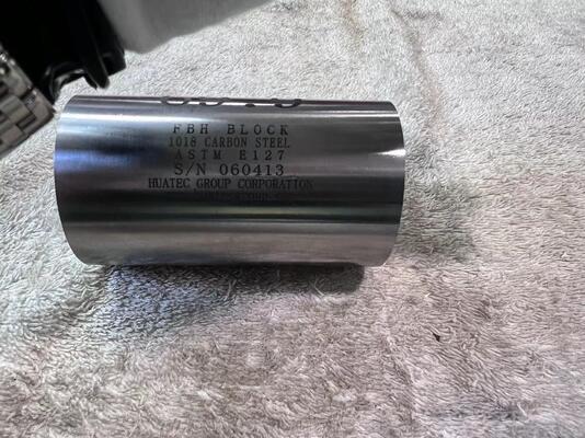 Set Amplitudo Jarak dan Luas dari Blok Kalibrasi Lubang Dasar Datar 10